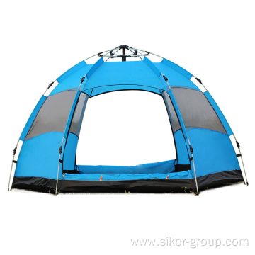 Outdoor multi-person double deck 3-5 people camping rainproof automatic speed opening hexagonal tent